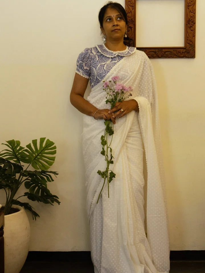 Delicate White Candy Saree