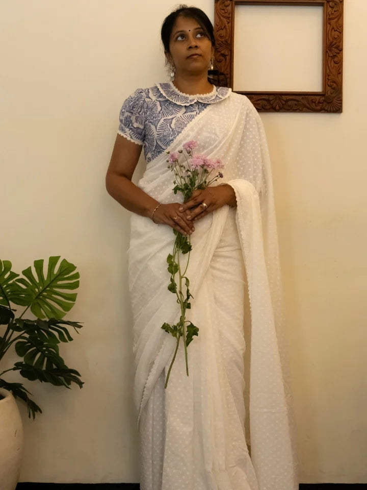 Delicate White Candy Saree