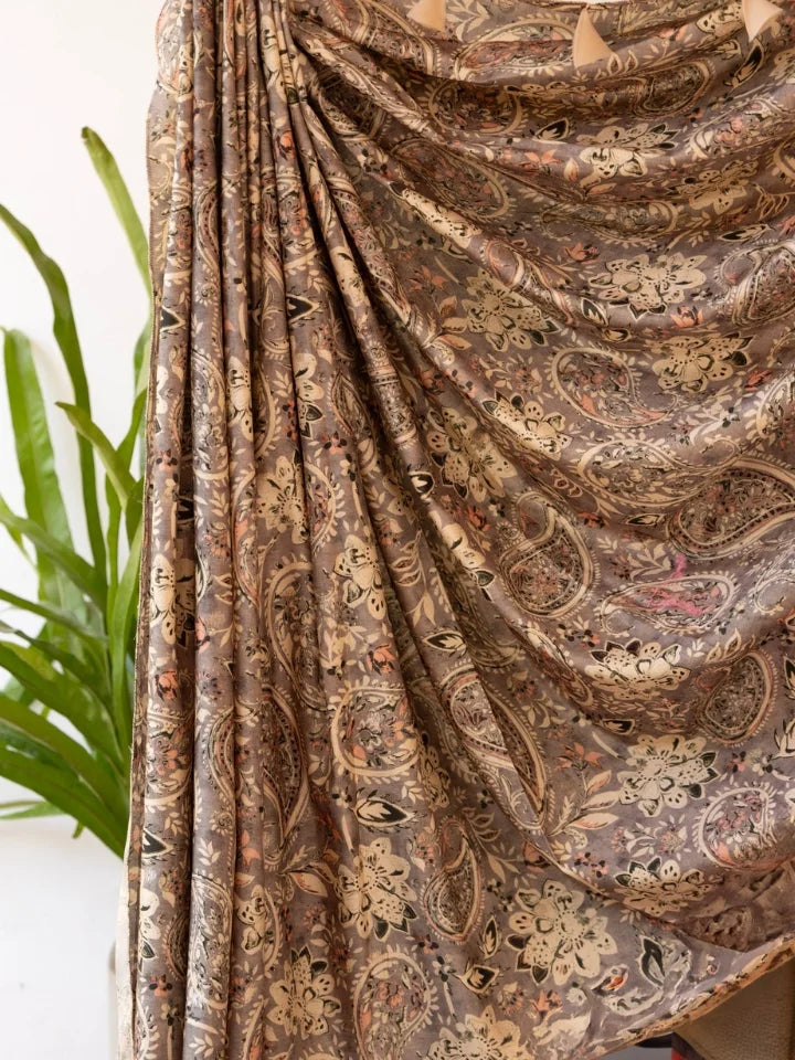 Grey Paisley Saree