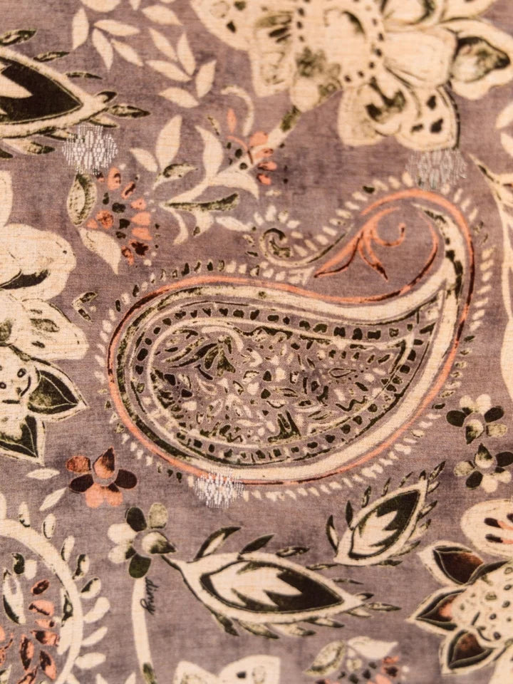 Grey Paisley Saree