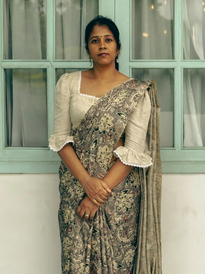 Grey Paisley Saree