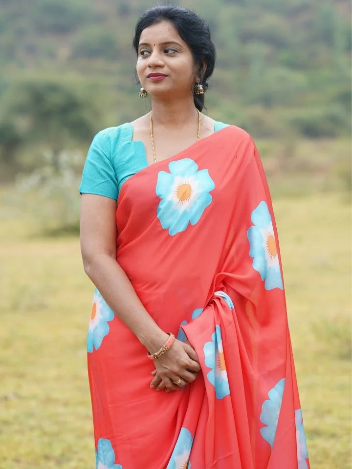 Tangerine Petals Saree