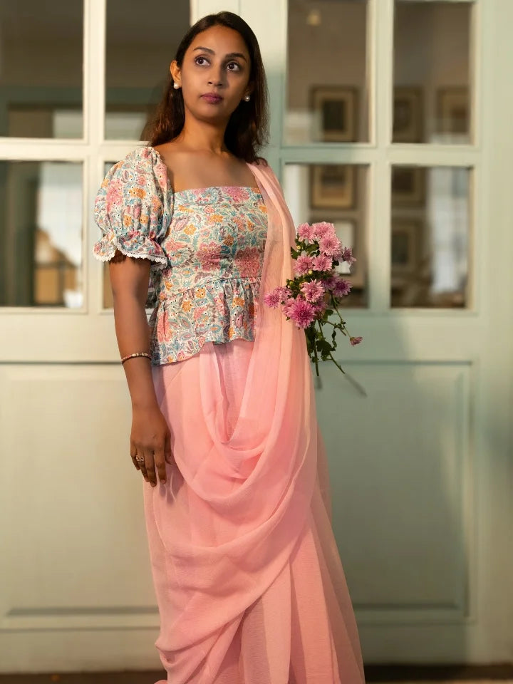 Pink Cloud Saree