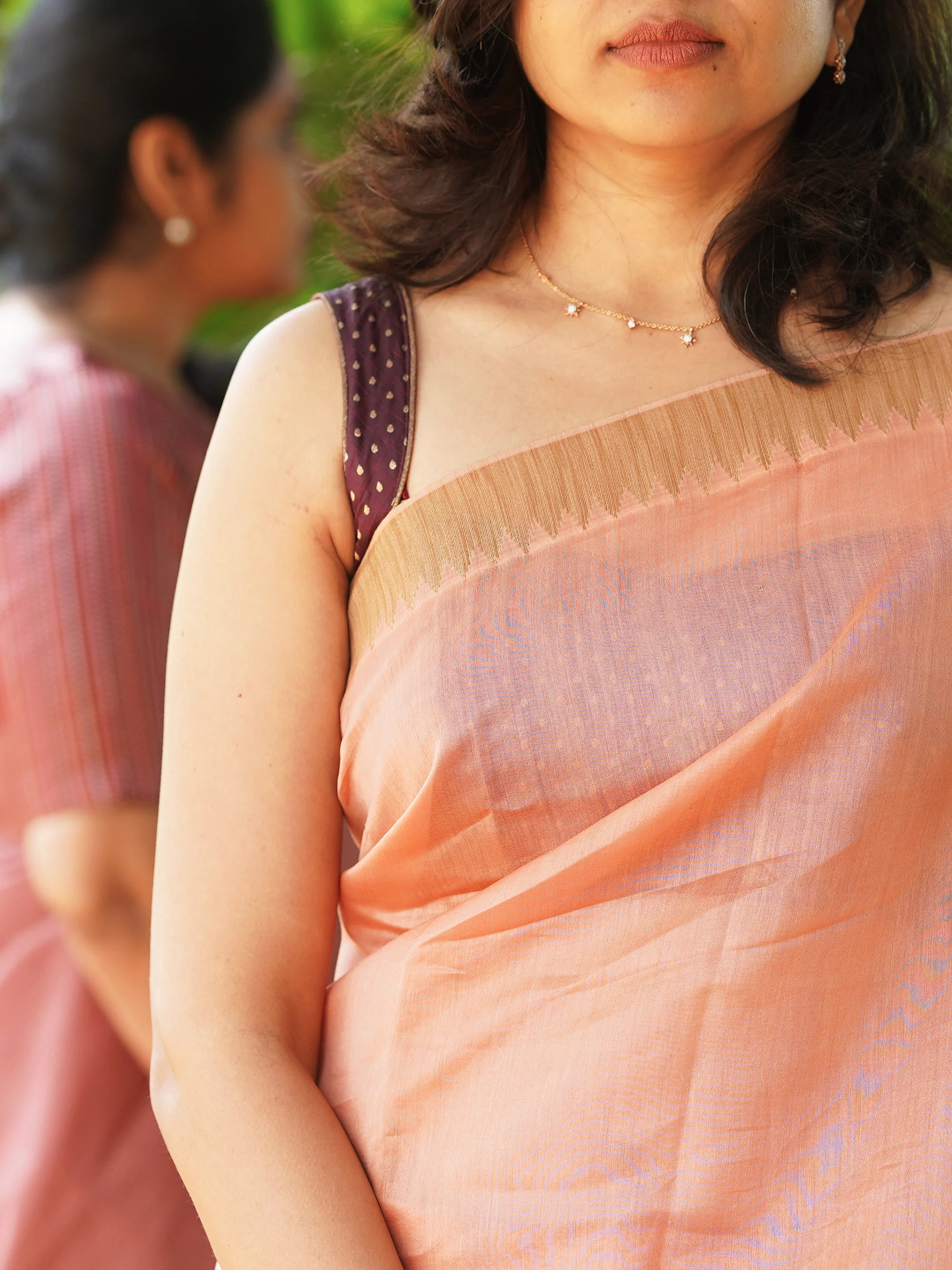 Gleaming Peach Saree