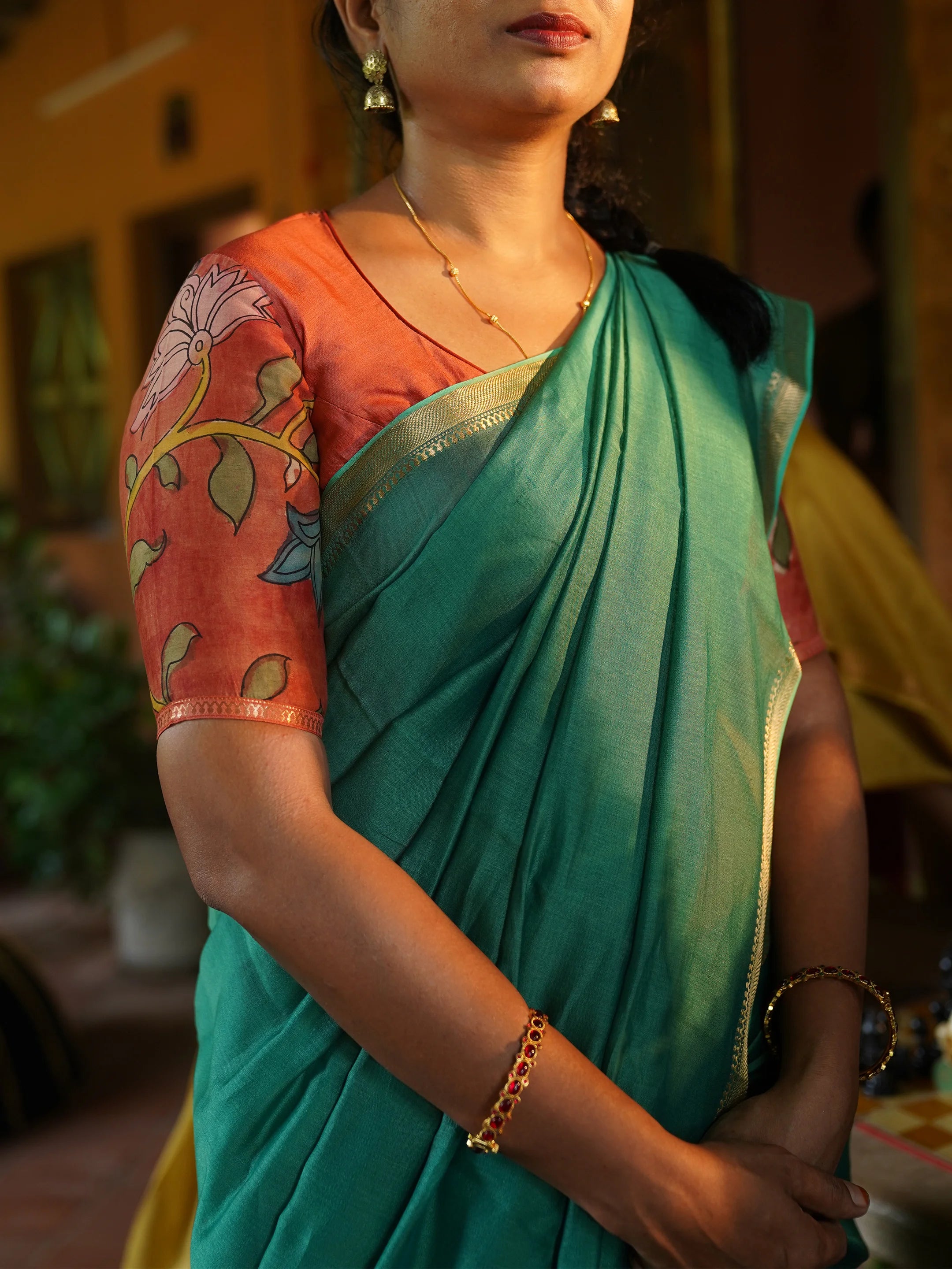 Emerald Elegance Saree
