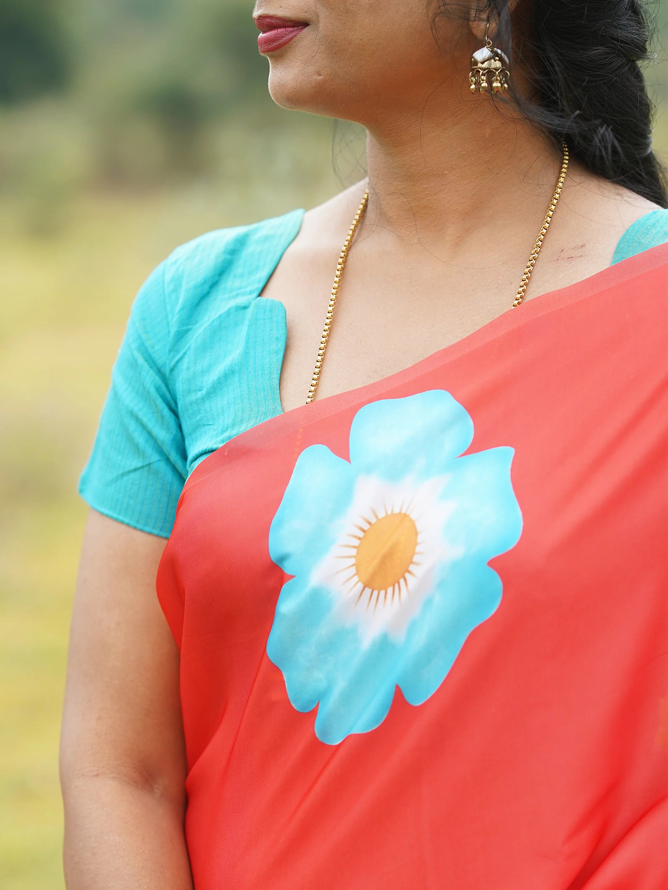 Tangerine Petals Saree