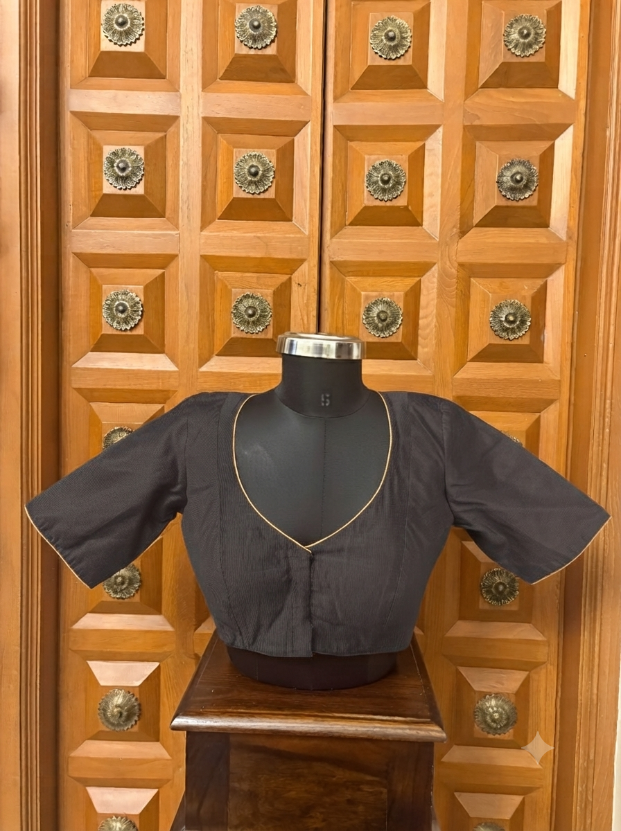 Solids Ethnic - V Neck -Charcoal ES