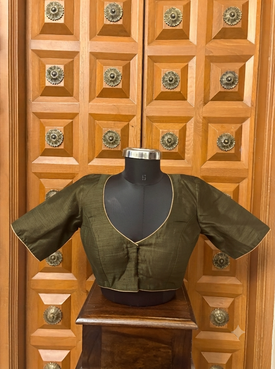 Solids Ethnic - V Neck -Olive Green ES