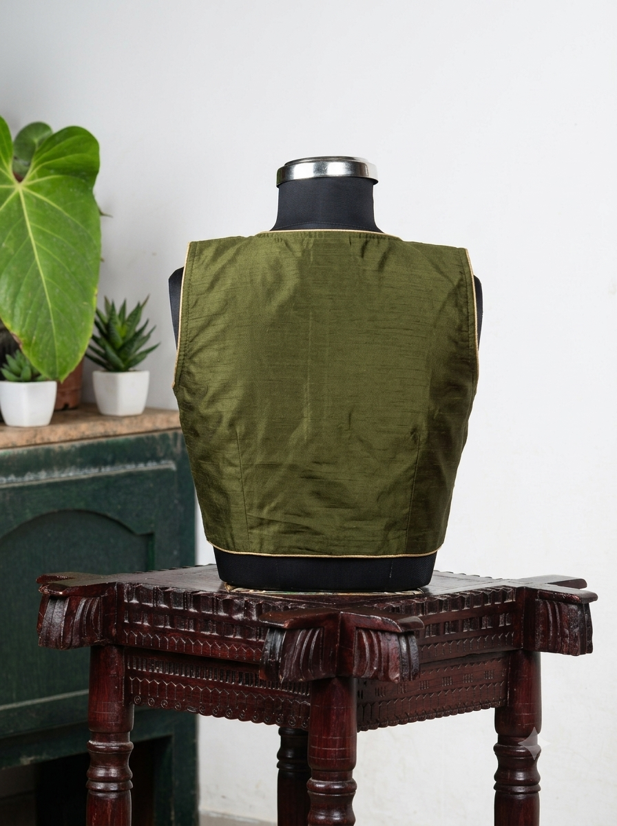 Solids Ethnic - V Neck -Olive Green SL
