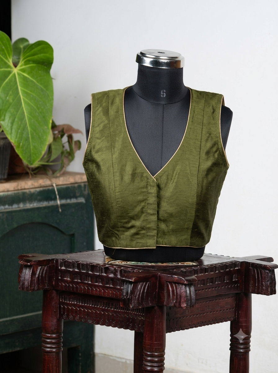 Solids Ethnic - V Neck -Olive Green SL