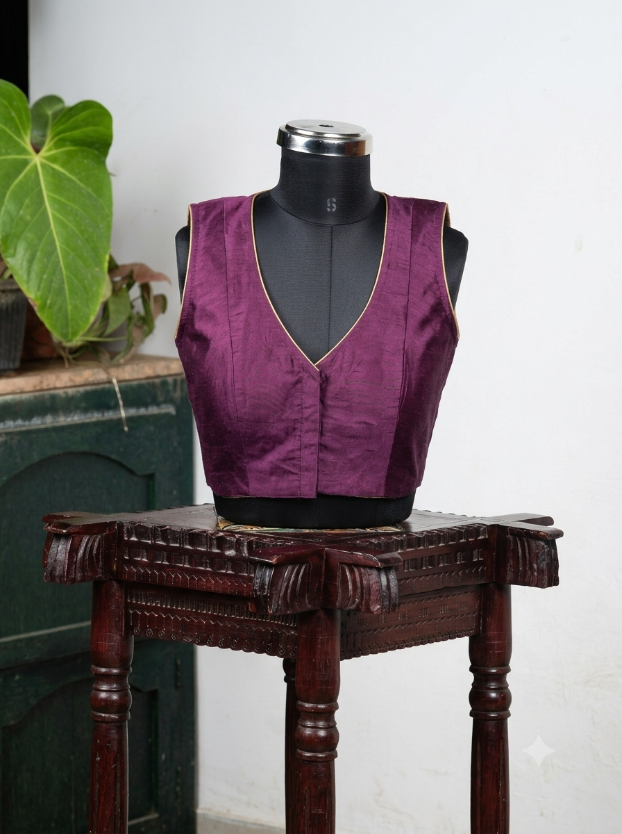 Solids Ethnic - V Neck -Mulberry SL