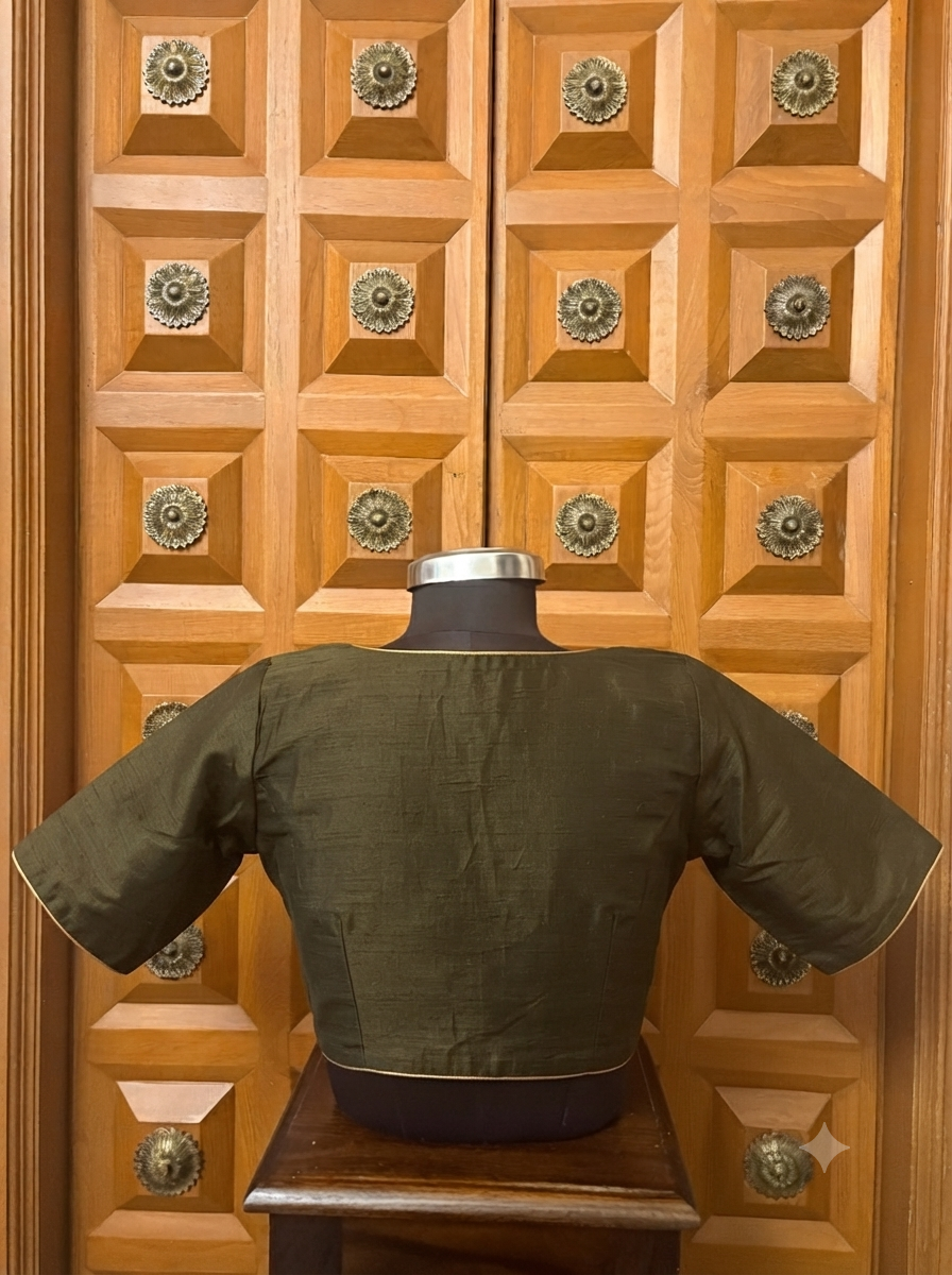Solids Ethnic - V Neck -Olive Green ES