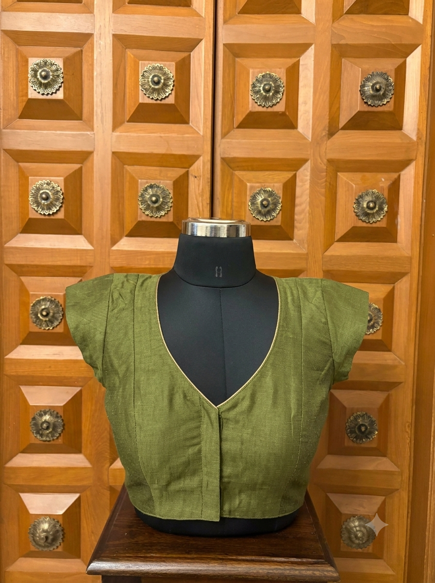 Solids Ethnic - V Neck -Olive Green CS