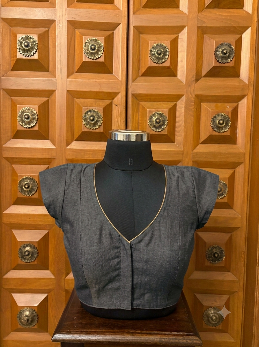 Solids Ethnic - V Neck -Charcoal CS