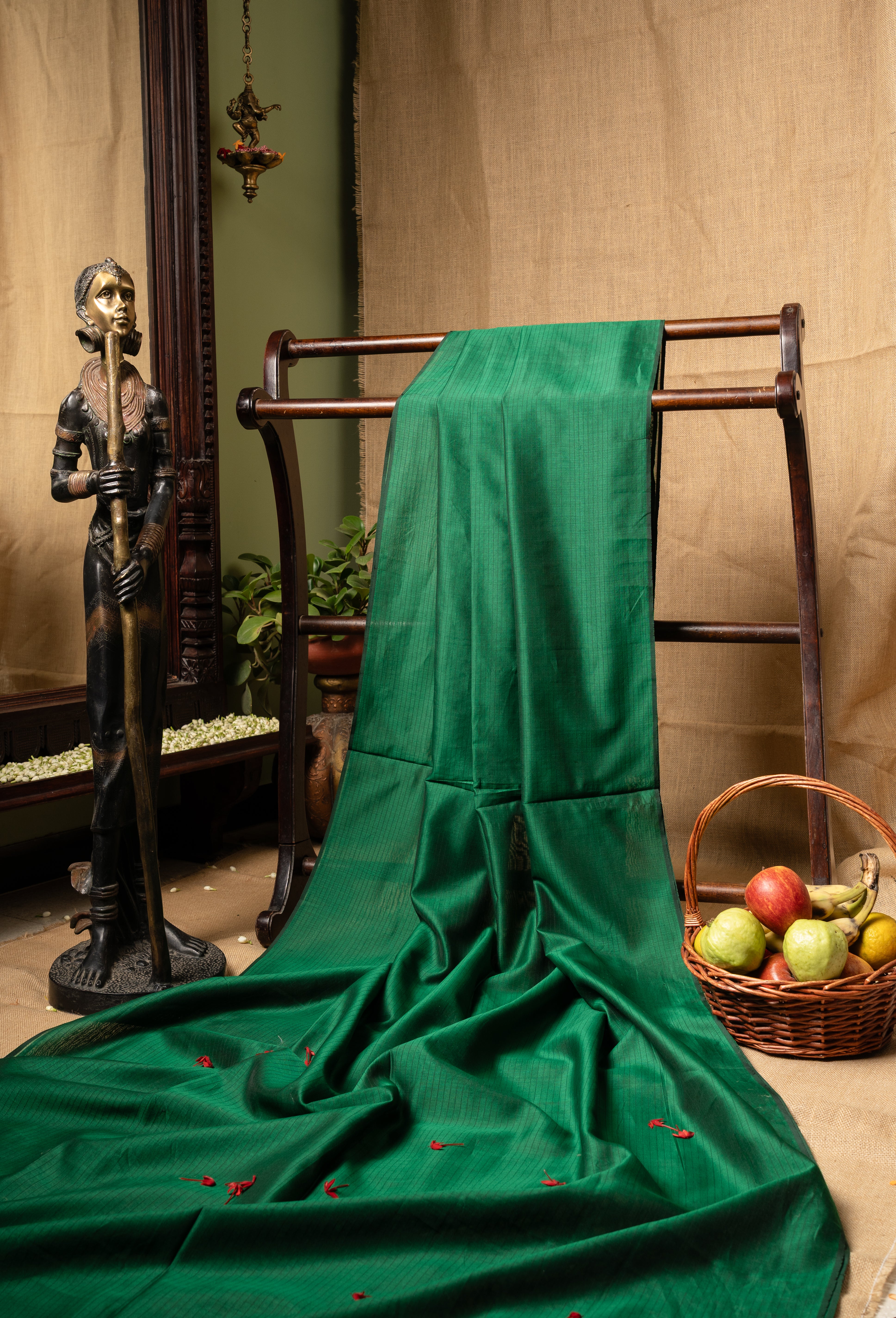 Silk Chanderi - Bottle Green