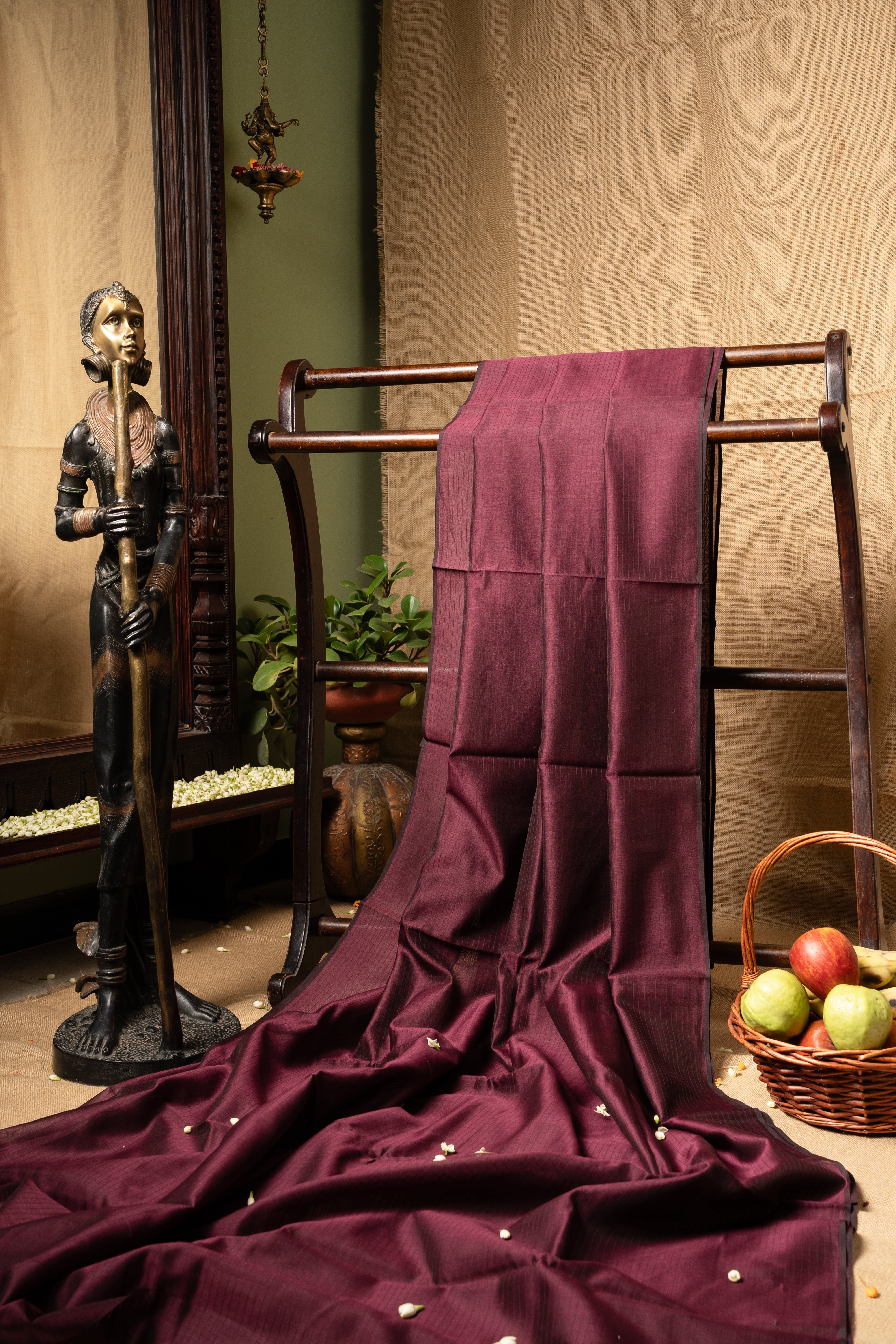 Silk Chanderi - Deep Wine
