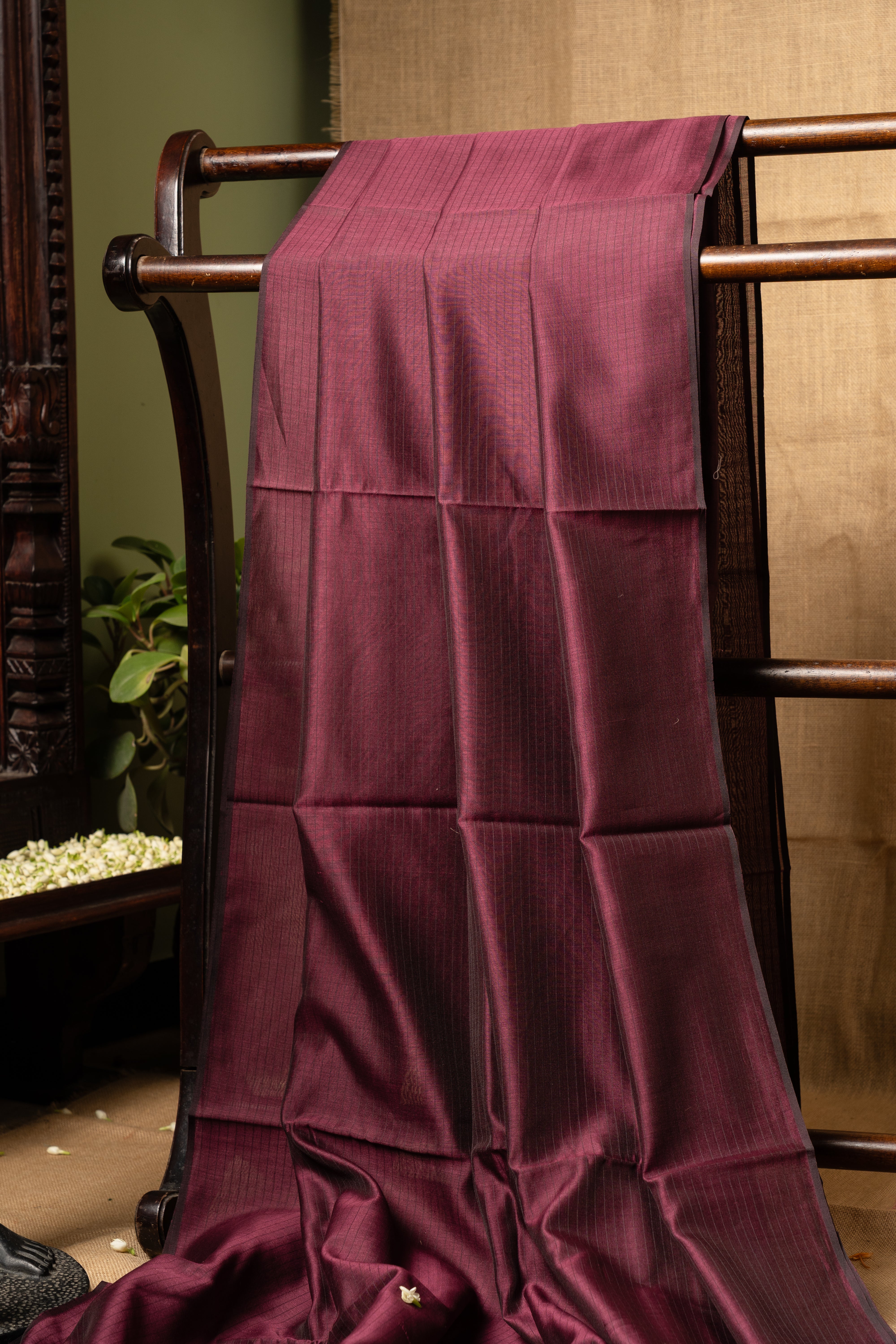 Silk Chanderi - Deep Wine