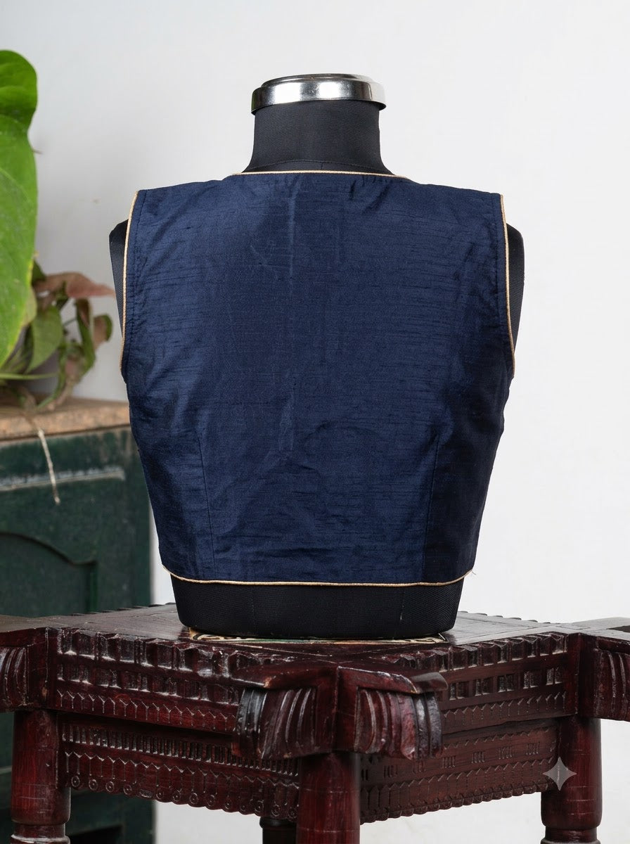 Solids Ethnic - 'V' Neck - Navy Blue SL
