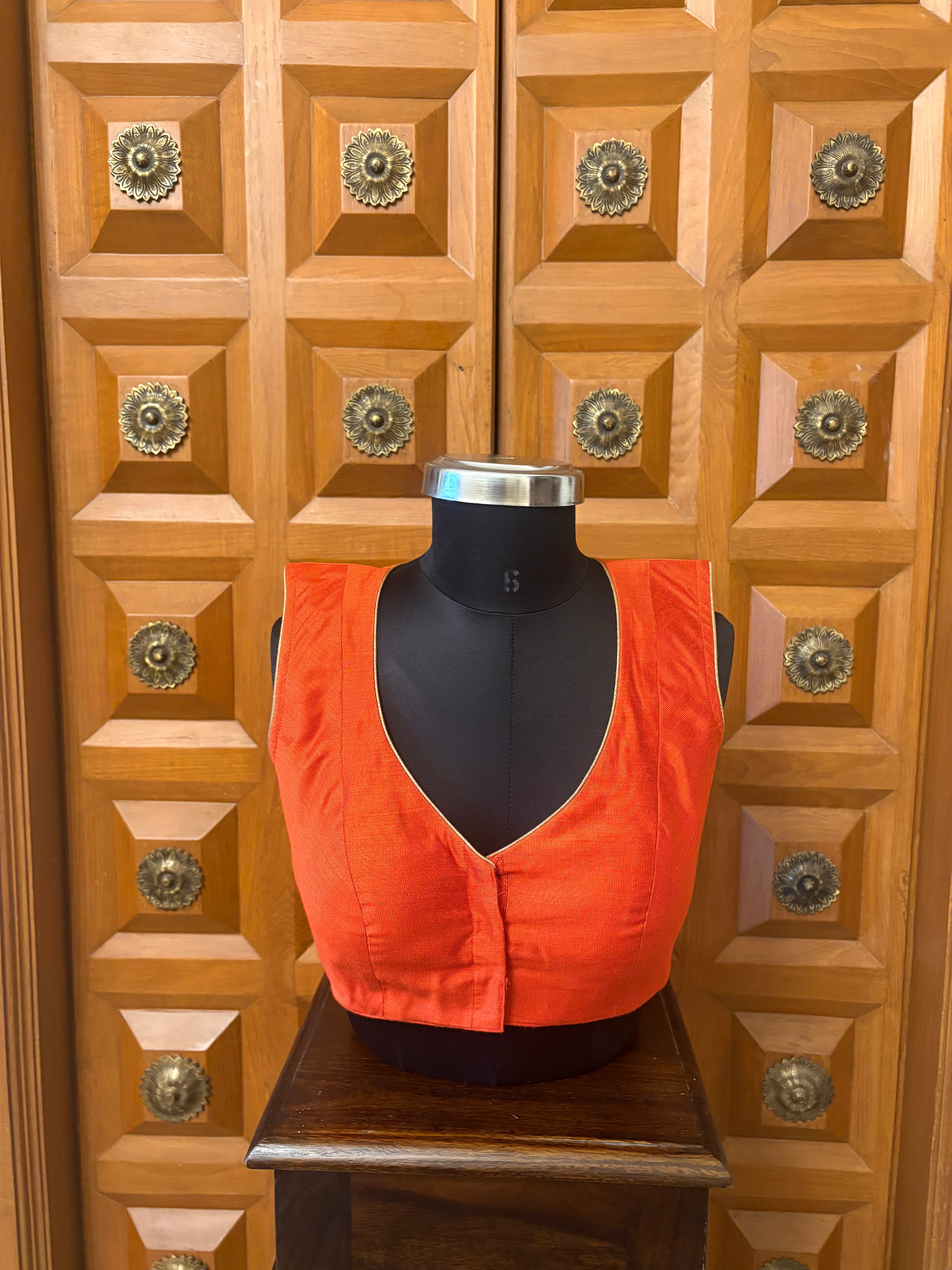 Solids Ethnic - 'V' Neck - Coral Ember SL
