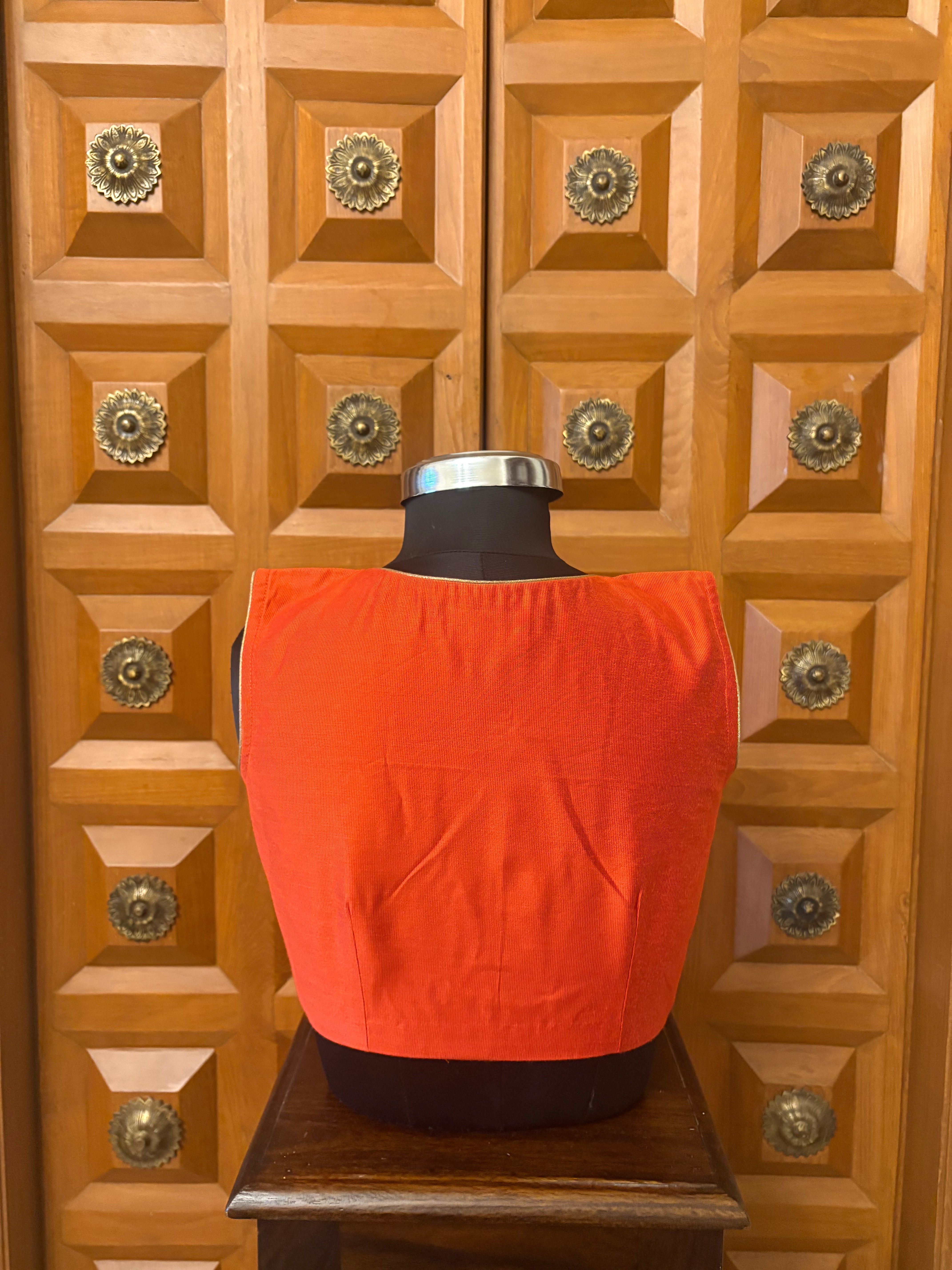 Solids Ethnic - 'V' Neck - Coral Ember SL