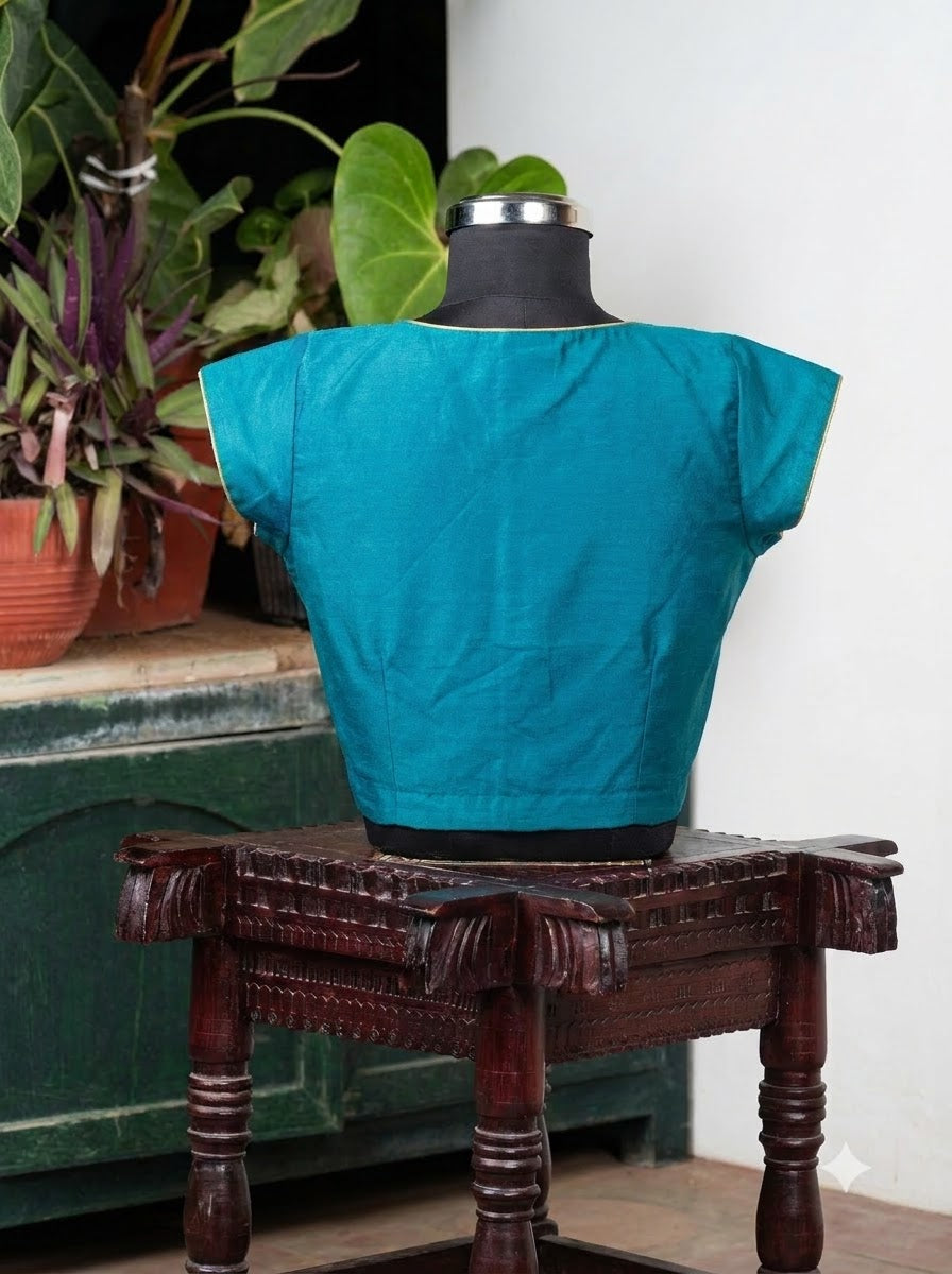 Solids Ethnic - 'V' Neck - Turquoise Blue