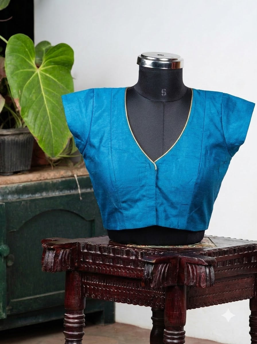 Solids Ethnic - 'V' Neck - Turquoise Blue