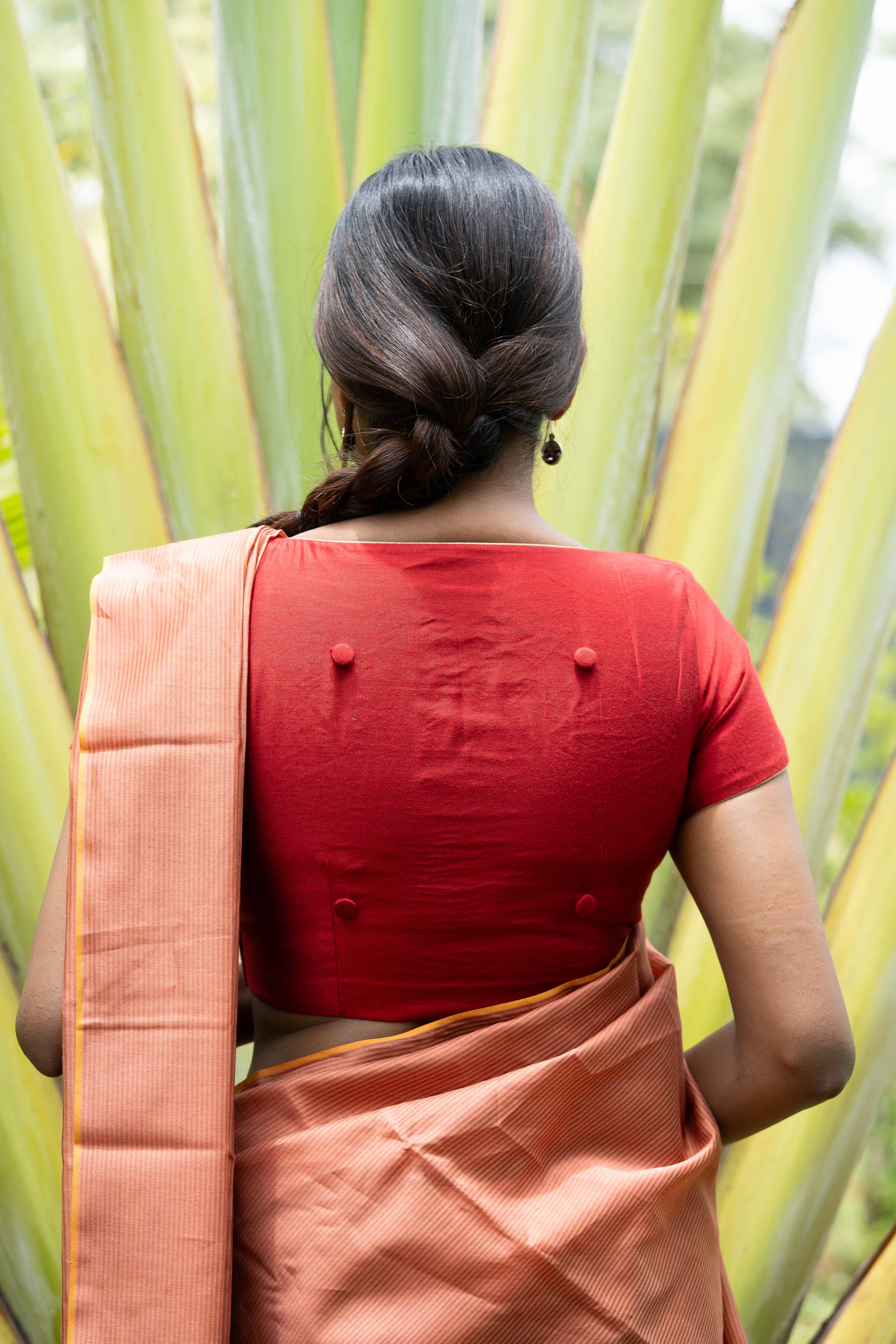 Silk Chanderi - Coral Rust