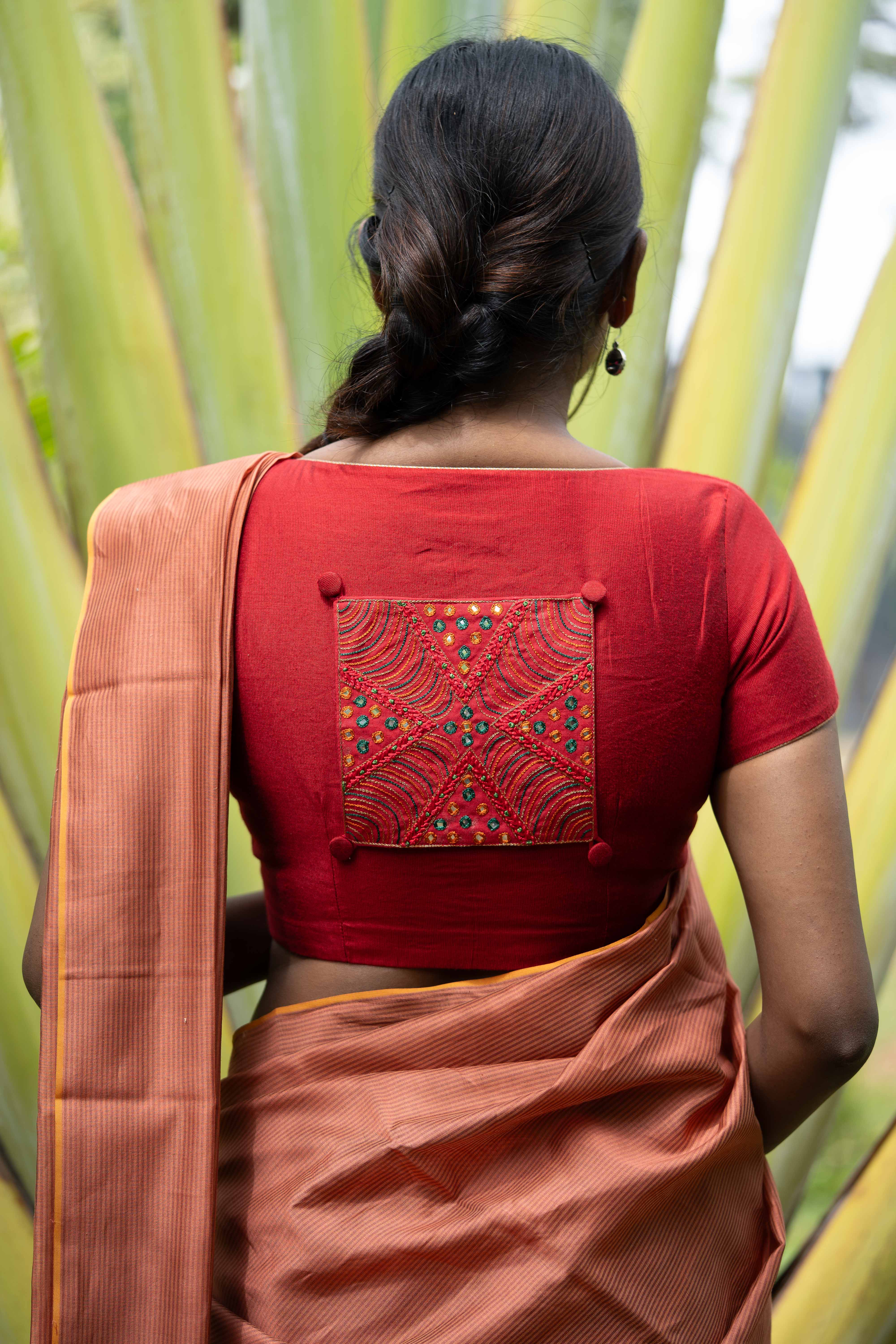 Silk Chanderi - Coral Rust