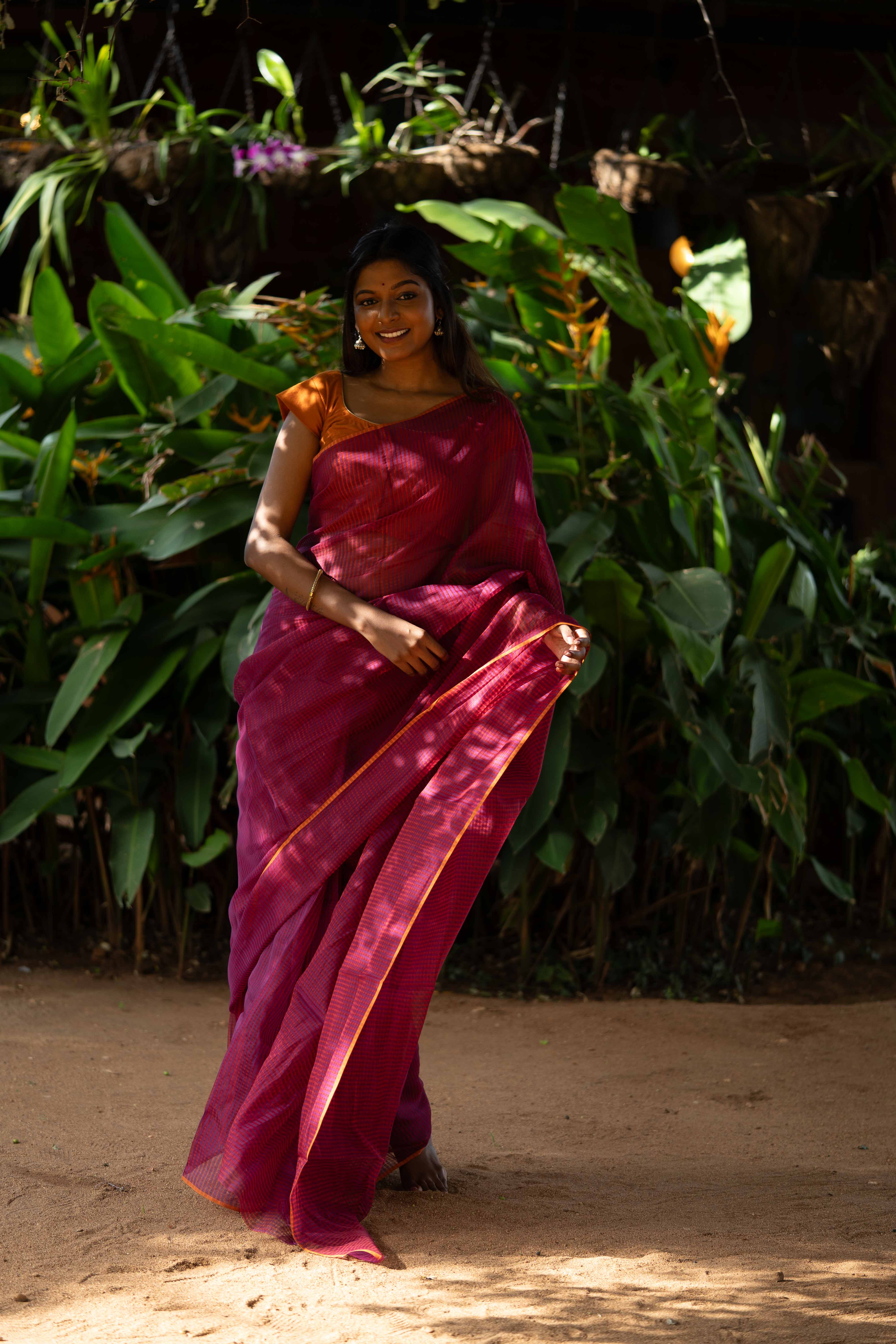 Silk Chanderi - Deep Maroon