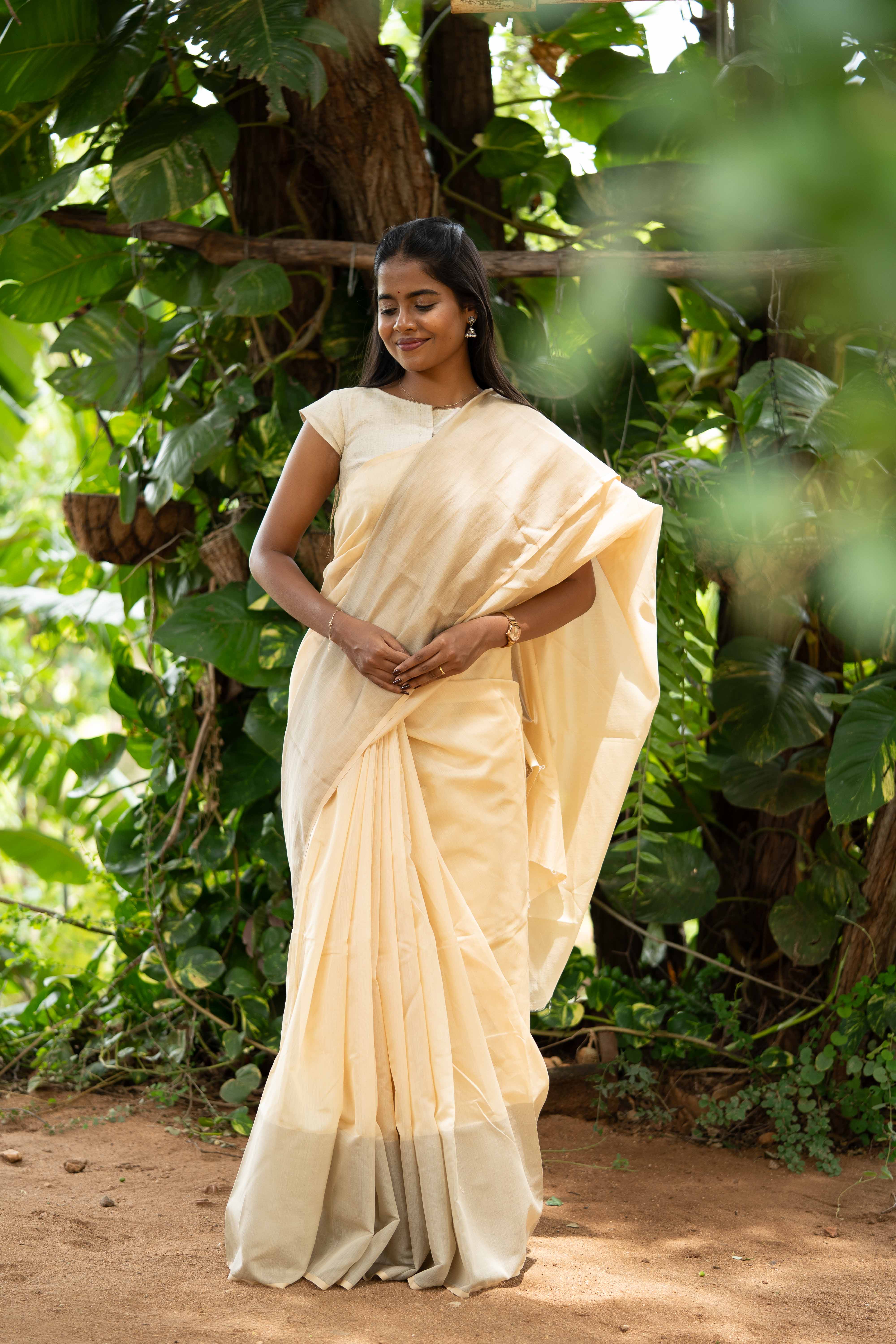 Classic Beige Silk Chanderi