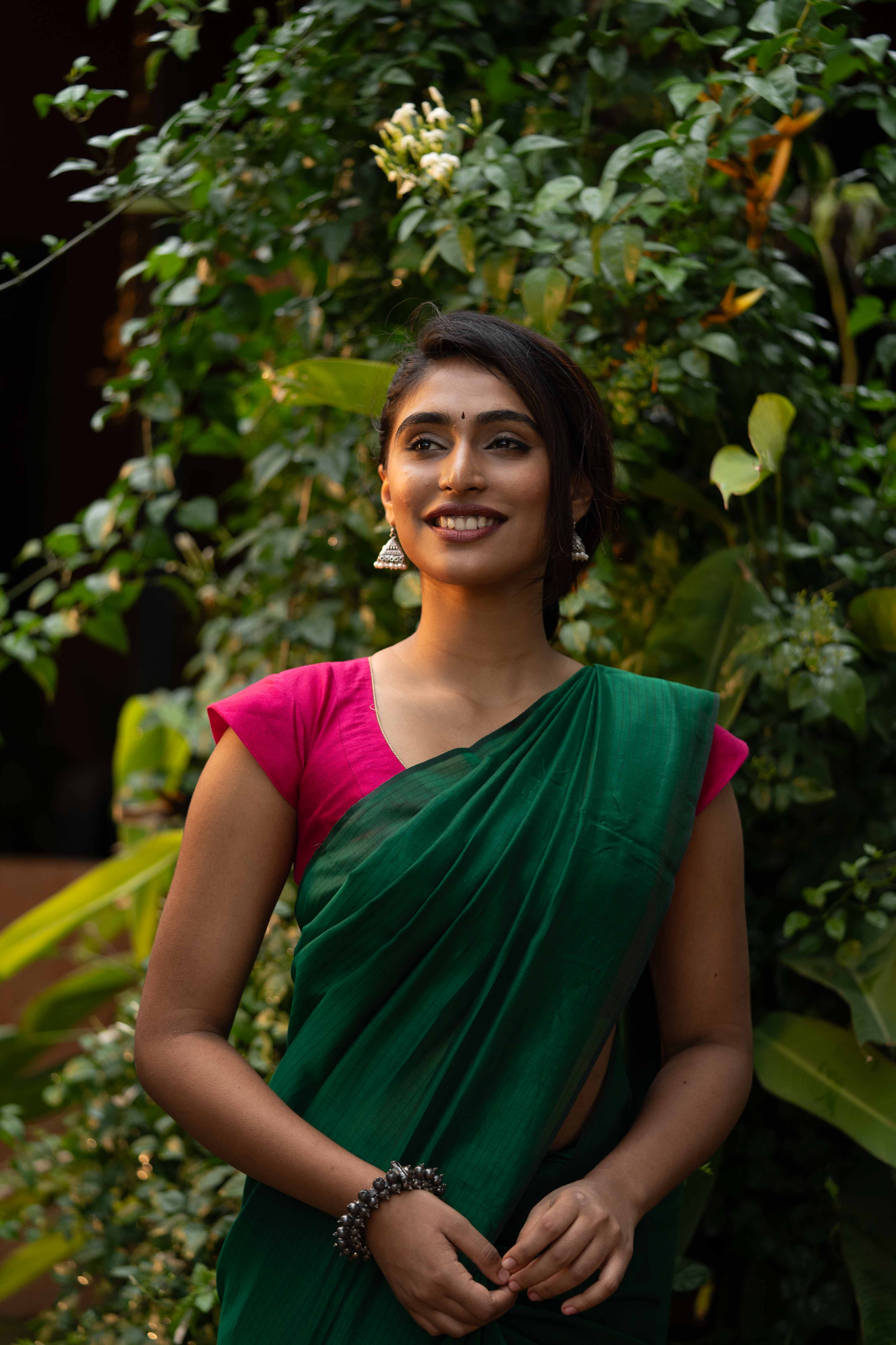 Silk Chanderi - Bottle Green