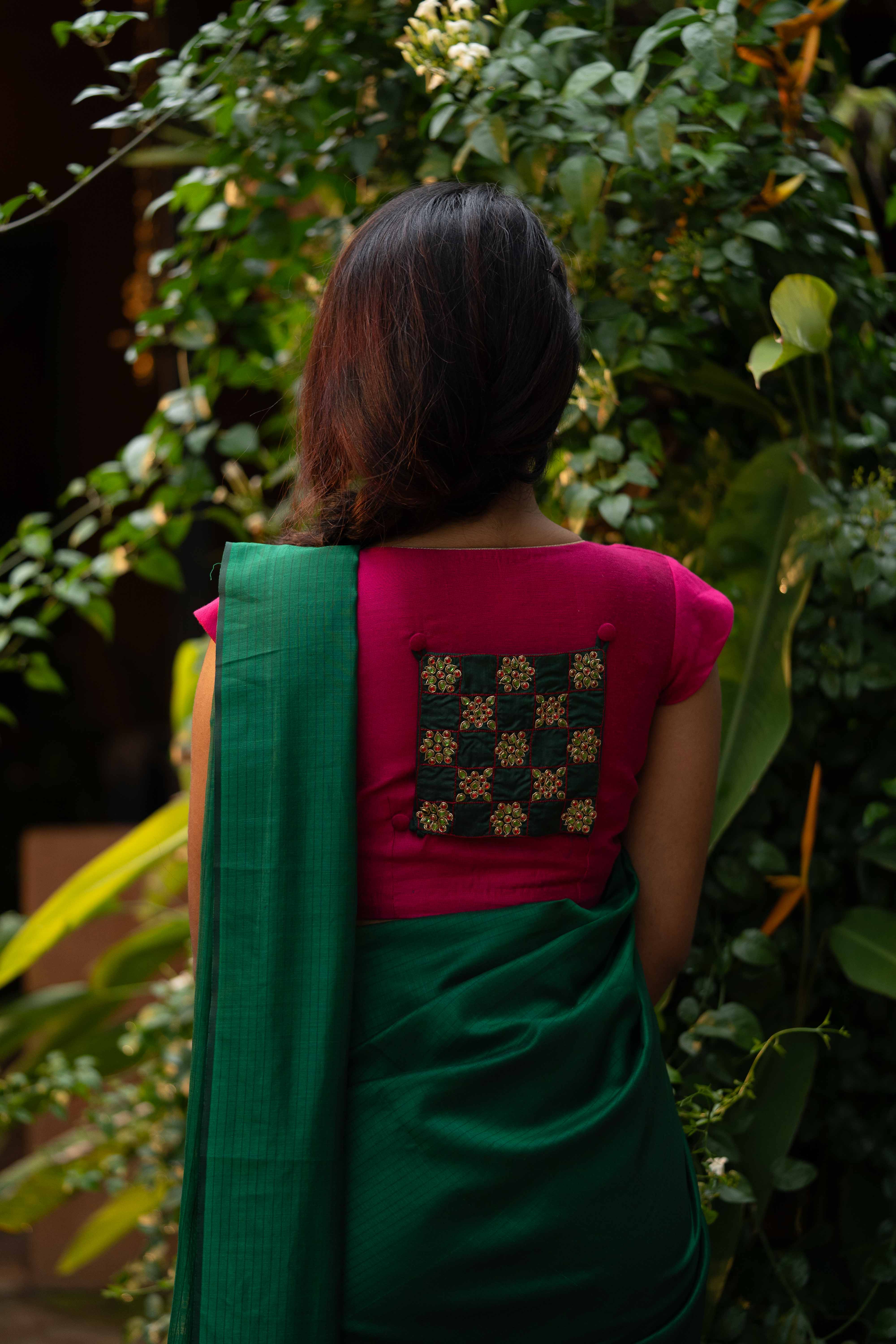 Silk Chanderi - Bottle Green