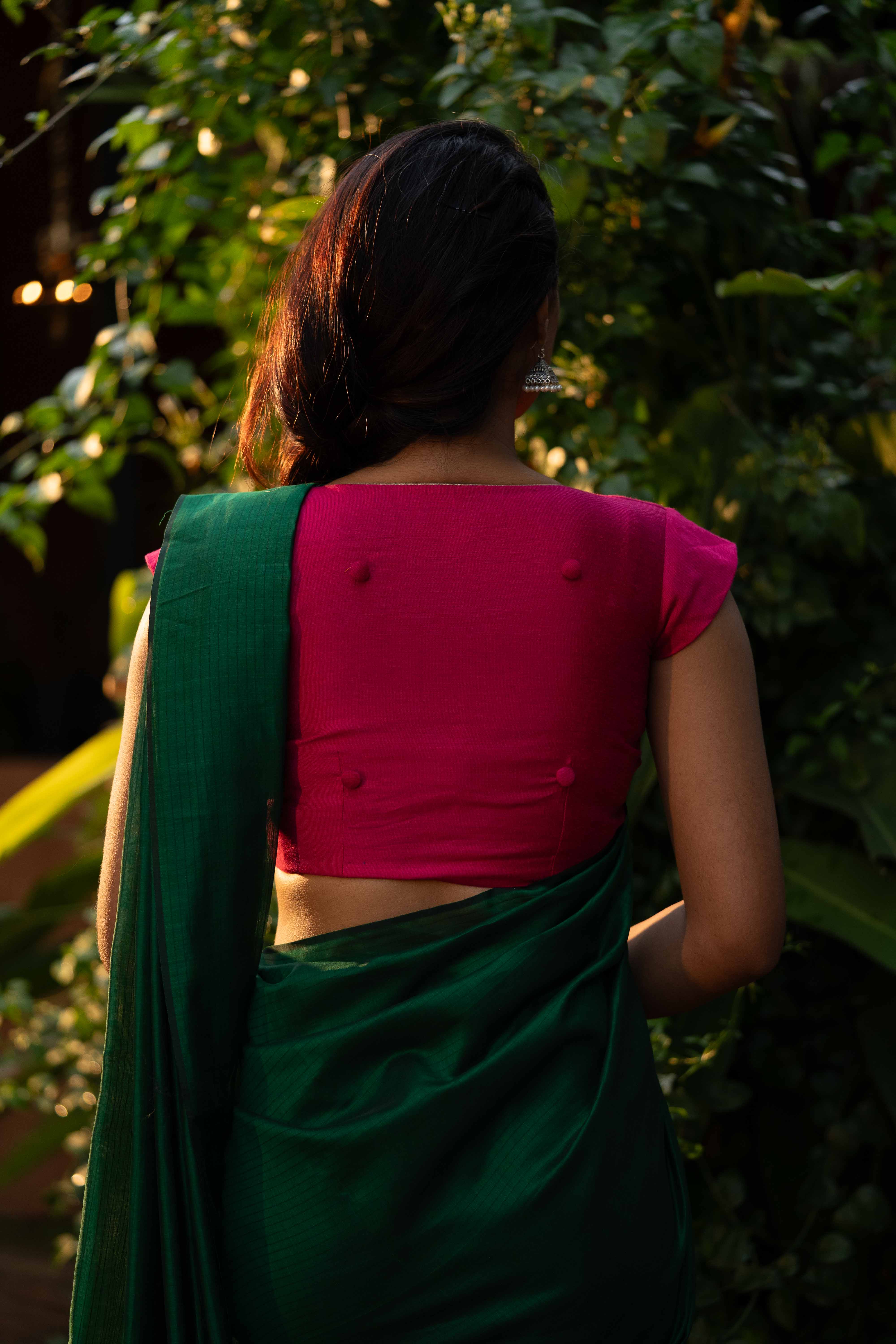Silk Chanderi - Bottle Green